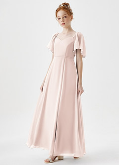 Azazie Chloe Junior Vestido de Pétalo De Rosa de Gasa de Corte En A con Escote de Corazón image3