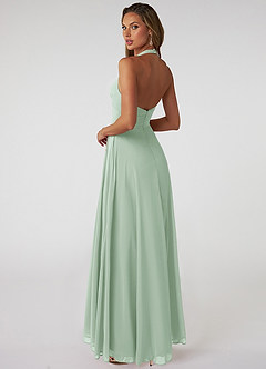 Azazie Tessie Bridesmaid Dresses Agave A-Line V-Neck Pleated Chiffon Dress image2