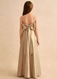 Azazie Joella Girls Formal Flower Girl Klänningar Klä A-Line i Stretch Satin Plisserad image1