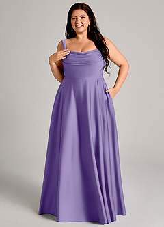 Azazie Shaude Bridesmaid Dresses Tahiti A-Line Pleated Stretch Satin Dress image11