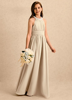 Azazie Aria Girls Formal Flower Girl Klänningar Klänning A-Line i Chiffong Plisserad image3