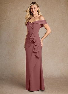 Azazie Laredo vestidos de madre de la novia Vestido de Rosa Del Desierto de Crepé elástico de Sirena con Vestidos sin tirantes image5