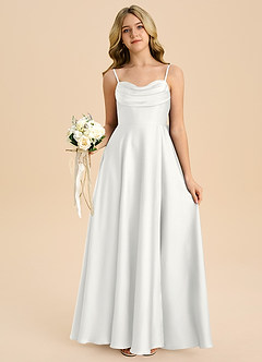 Azazie Bear Junior White A-Line Sweetheart Neckline Stretch Satin Dress image7