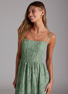Azazie Delphina Bridesmaid Dresses Matcha A-Line Strapless Floral Burnout Convertible Dress image2