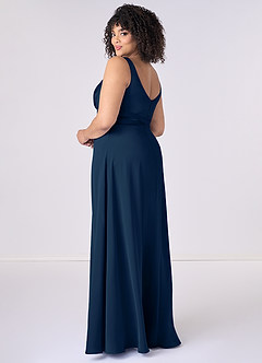 Barbie ♥ Azazie Bridesmaid Dresses Dark Navy A-Line Bow Stretch Satin Dress image7