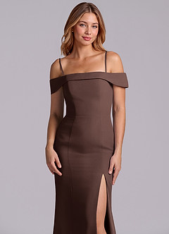Azazie Luciana Bridesmaid Dresses Ganache Sheath Off the Shoulder Chiffon Convertible Dress image7