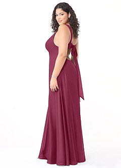 Azazie Christiana Final Sale Mulberry A-Line V-Neck Pleated Chiffon Dress image10