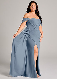 Azazie Amyra Bridesmaid Dresses Twilight Sheath Off the Shoulder Chiffon Convertible Dress image12