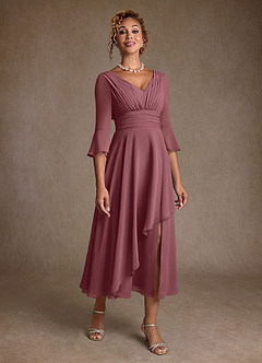 Azazie Aerynne Mother of the Bride Dresses Desert Rose A-Line Pleated Chiffon Dress image1