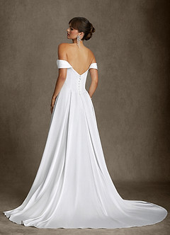Azazie Brittney Hochzeitskleider A-Linie Schulterfrei Stretch-Satin Kleid Diamantweiß image8