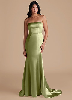 Azazie Aura Bridesmaid Dresses Pistachio Mermaid Metallic Satin Convertible Dress image1