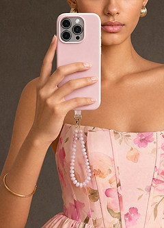 front Natural Stone Bag Strap Charm Beads Embellished Phone Chain