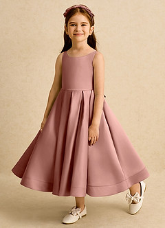 Azazie Babs Flower Girl Dresses Cedar Rose Ball-Gown Pleated Matte Satin Dress image8