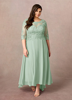 Azazie Monza Mother of the Bride Dresses Agave A-Line Lace Chiffon Dress image7