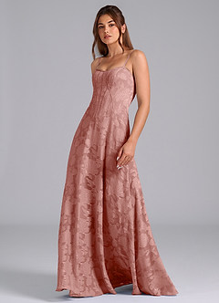 Azazie Stasy Bridesmaid Dresses Rosette A-Line Sweetheart Neckline Floral Burnout Dress image5