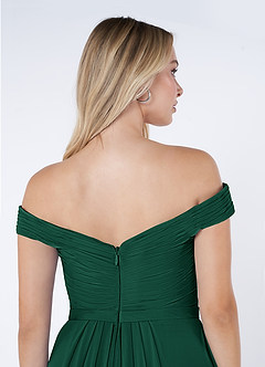 Azazie Audrianna Jurken voor bruidsmeisjes Converteerbaar Jurk van Chiffon met A-Lijn Off-the-shoulder verzameld Smaragd image6