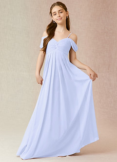 Azazie Kaitlynn Junior Lavender A-Line Off the Shoulder Chiffon Dress image1