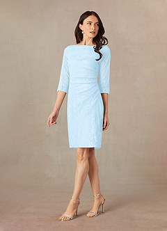 Azazie Lola Mère de la mariée Robes Robe Fourreau en Dentelle Bleu Ciel image2