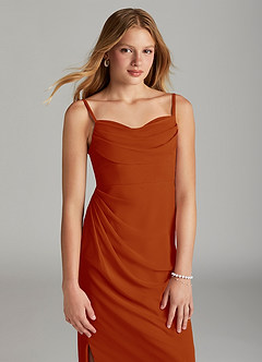 Azazie Mai Junior Paprika Sheath Pleated Chiffon Dress image5