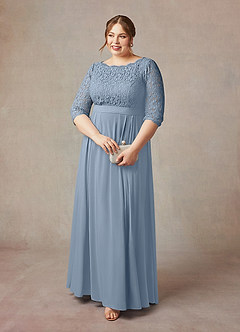 Azazie Lucianna Mother of the Bride Dresses Dusty Blue A-Line Lace Dress image9