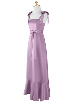 Azazie Barbara Junior Wisteria A-Line Bow Matte Satin Dress image8