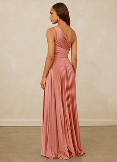 Christian Siriano Bridal for Azazie 1008 Bridesmaid Dresses Coral A-Line One Shoulder Stretch Satin Dress image2