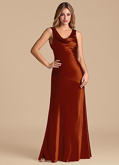 Azazie Rylina Robes de demoiselle d'honneur Robe Sirène en Satiné métallisé Auburn image3