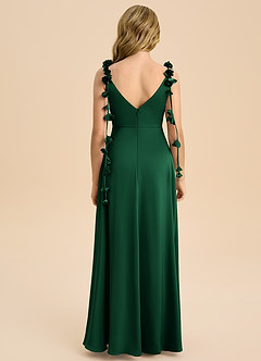 Azazie Gumdrop Junior Robe Empire en Satin extensible Plissée Vert Foncé image7