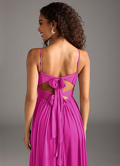 Azazie Zeya Bridesmaid Dresses Fuchsia A-Line Pleated Mesh Dress image8
