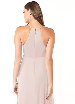 Azazie Annabelle Maternity Bridesmaid Dresses A-Line V-Neck Pleated Mesh Floor-Length Dress image3
