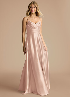 Azazie Oliana Bridesmaid Dresses English Rose A-Line Sweetheart Neckline Metallic Satin Dress image4