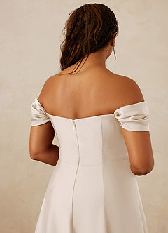 Christian Siriano Bridal for Azazie 1002 Bridesmaid Dresses White Alabaster A-Line Off the Shoulder Stretch Satin Convertible Dress image14
