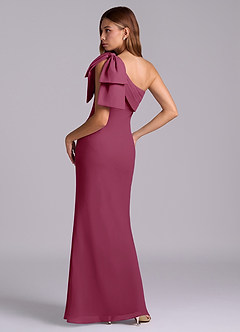 Azazie Yuanna Bridesmaid Dresses Mulberry Mermaid One Shoulder Chiffon Dress image6