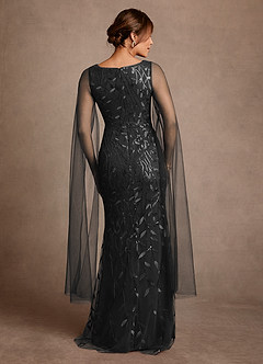 Azazie Arizona vestidos de madre de la novia Vestido de Negro de Tul de Corte Recto con Encaje image3