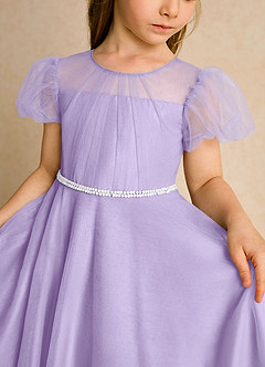 Azazie Duckie Flower Girl Dresses Lilac Ball-Gown Pleated Tulle Dress image6