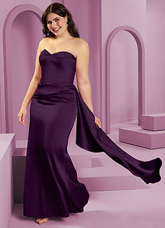 Barbie ♥ Azazie Brautjungfernkleider Wandelbar Etui Schulterfrei Stretch-Satin Kleid Traube image14