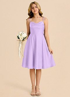 Azazie Bear Junior Lilac A-Line Sweetheart Neckline Stretch Satin Dress image6