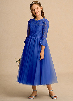 Azazie Lamb Girl Blumenmädchenkleider Ballkleid Spitze Kleid Königsblau image3