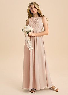 Azazie Skyla Junior A-Linie Plissee Chiffon Kleid Englisches Rosa image5