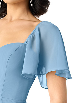 Azazie Chloe Bridesmaid Dresses Steel Blue A-Line Sweetheart Neckline Chiffon Dress image6