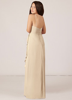 Azazie Kaylee Junior Champagne A-Line with Belt Chiffon Dress image5