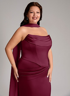 Azazie Sorrel Bridesmaid Dresses Mulberry Mermaid Strapless Stretch Satin Convertible Dress image10
