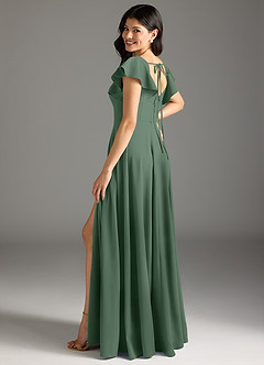 Azazie Bondi Bridesmaid Dresses Eucalyptus A-Line Ruched Stretch Crepe Dress image6