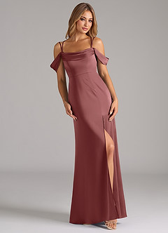 Azazie Callan Bridesmaid Dresses Amethyst A-Line Pleated Stretch Satin Convertible Dress image1