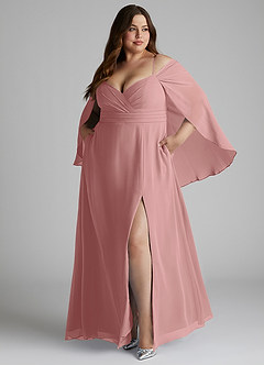 Azazie Cienna Bridesmaid Dresses Dusty Rose A-Line Off the Shoulder Chiffon Dress image9