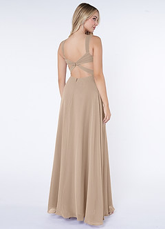 Azazie Nahrin Jurken voor bruidsmeisjes Jurk van Chiffon met A-Lijn V-hals Gevouwen Taupe image4