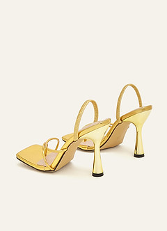 front Metallic Strappy Stiletto Heels