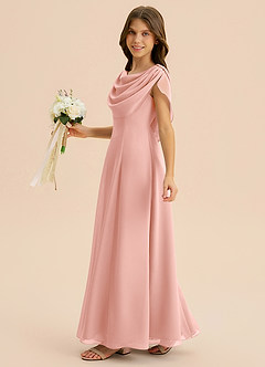 Azazie Lambie Junior Rosette A-Line Pleated Chiffon Dress image4