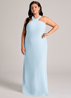Azazie Doretta Abiti da Damigella Abito Sirena in Chiffon Plissettato Azzurro image8
