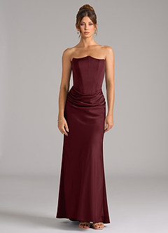 Azazie Debby Jurken voor bruidsmeisjes Converteerbaar Jurk van Stretch Satijn met Zeemeermin Strapless Cabernet image5